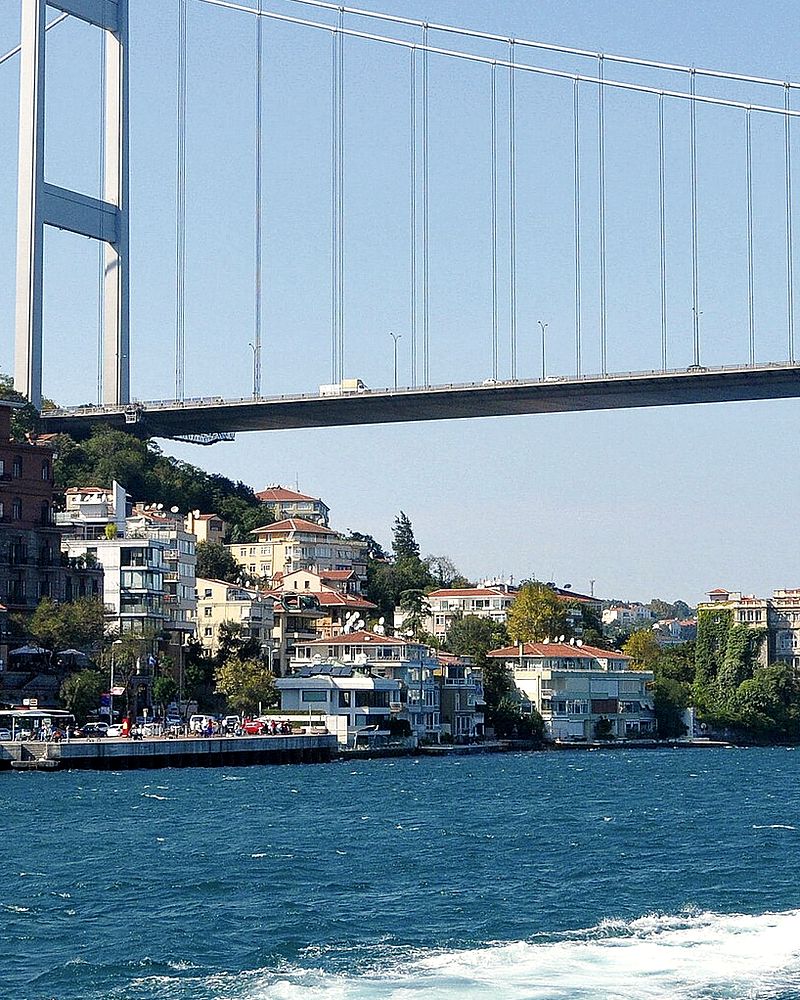 The Bosphorus at Istanbul, where road freight crosses between Europe and Asia